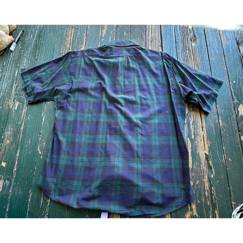 Ralph Lauren Blake Shirt Mens Large Green Blue Black Watch Plaid Short Sleeve L